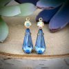 Swarovski Crystal AB and Light Sapphire Embellished Drops / Charms - 25mm - 2 Pieces