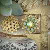 Swarovski Chrysolite AB And Ocean Opal Filigree Rhinestone Components -  25mm - 1 Piece - Image 2