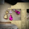 Gorgeous Hot Pink And Swarovski Light Amethyst Teardrop Drops / Charms - 19mm - 1 Piece - Image 2