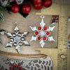 Ruby Red Rhinestone Snowflakes In Silver Tone - 30mm - 1 Piece - Image 2