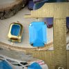 Lovely, Vibrant Vintage Faceted Aqua Moonglow Large Rectangle Connectors / Links - 24mm - 2 Piece - Image 2