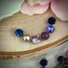 Blue / Purple Mixed Colored Curved Pendants / Links / Connectors In Silver Tone - 35mm - 1 Piece