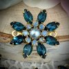 Montana Blue, Light Blue Opal, and Blue-ish Pearl Flower Connectors / Links - 30mm - 1 Piece