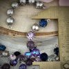 Blue / Purple Mixed Colored Curved Pendants / Links / Connectors In Silver Tone - 35mm - 1 Piece - Image 2