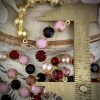 Red/pink Mixed Colored Curved Pendants / Links / Connectors Swarovski In Gold Tone - 35mm - 1 Piece - Image 2