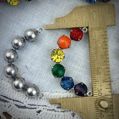 Rainbow Mixed Colored Curved Pendants / Links / Connectors In Silver Tone - 35mm - 1 Piece - Image 2
