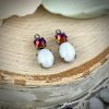 Lovely White Moonglow / Silk Glass And Color Shifting Vitrail Crystal Drops In Silver Tone - 16mm - 4 Pieces