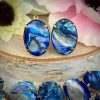 Vintage Large Abalone / Paua Blue Shell Pendants / Drops - 30mm - 2 Pieces