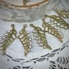 Left and Right Facing Filigree Rhinestone Leaves Raw Brass - 41mm - 1 Pair - Image 3