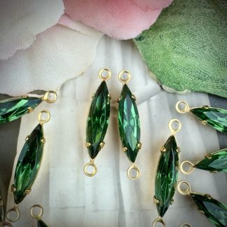 Green Tourmaline Long Skinny Marquis Connectors - 21mm - 1 Piece