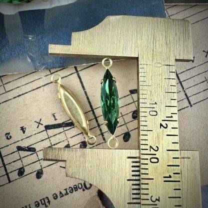 Green Tourmaline Long Skinny Marquis Connectors - 21mm - 4 Pieces - Image 2