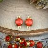 Cutie Little Round Orange Connectors In Gold Tone - 13mm - 4 Pieces