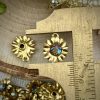 Cutie Little 3d Raw Brass Sunflower Charms With Swarovski Starlight Crystals - 14mm - 2 Pieces - Image 2