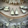 Vintage Matte white keystone glowy connectors in silver tone - 18mm - 4 Pieces