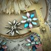Multi colored flashy flower connectors with pearly blue/gray centers - 30mm - 1 Piece - Image 2