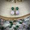 Vintage pink fire opal and palace green opal connectors - 18mm - 4 Pieces