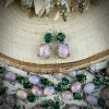 Vintage pink fire opal and palace green opal drops - 16mm - 4 Pieces