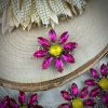 Vibrant pink super sparkly flower connectors - 30mm - 1 Piece