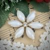 Gorgeous Faceted White Moonglow Large Flower Connectors / Links / Pendants In Gold Tone - 39mm - 1 Piece