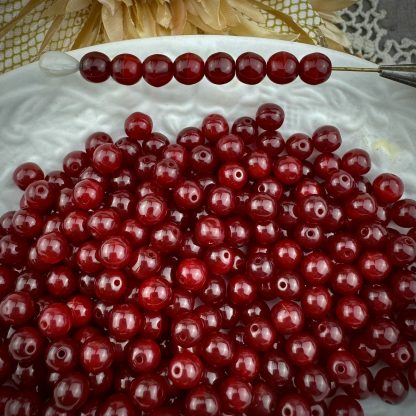 Czech Oxblood Red Druks - 6mm - 50 Beads