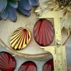 Fabulous Vintage West German Siam Ruby Glass With Gold Detailing Large Oval Sunburst Pendants - 40mm - 1 Piece - Image 2