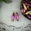 Fuchsia Long Skinny Marquis Drops / Charms - 18mm - 4 pieces