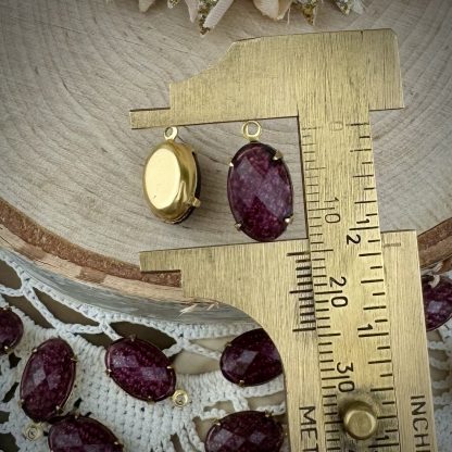 Super Unique Amethyst Purple Rose Cut Drops / Charms Oval - 15mm - 2 pieces - Image 2