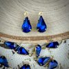 Sapphire Crystal Rain Drop / Teardrop Charms - 13mm - 4 Pieces