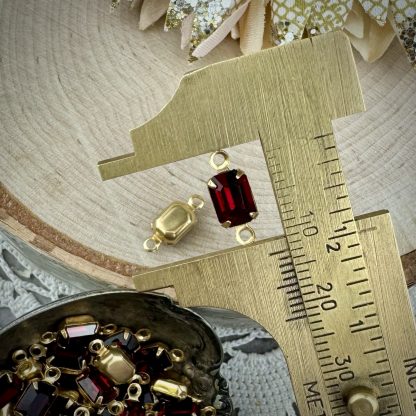 Ruby Red Little Swarovski Crystal Rectangle Connectors - 12mm - 4 Pieces - Image 2