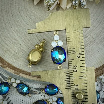 Super Flashy Blue/Aqua/Green/Purple and White Opal Swarovski Crystal Rhinestone Connectors - 22mm - 2 piece - Image 2