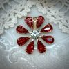 Dark Rose and Light Azore Super Sparkly Dentelle Flower Pendants / Charms - 30mm - 1 Piece