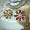 Dark Rose and Light Azore Super Sparkly Dentelle Flower Pendants / Charms - 30mm - 1 Piece - Image 2