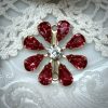 Dark Rose and Light Azore Super Sparkly Dentelle Flower Connectors / Charms / Pendants - 30mm - 1 Piece