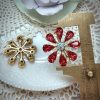 Dark Rose and Light Azore Super Sparkly Dentelle Flower Connectors / Charms / Pendants - 30mm - 1 Piece - Image 2