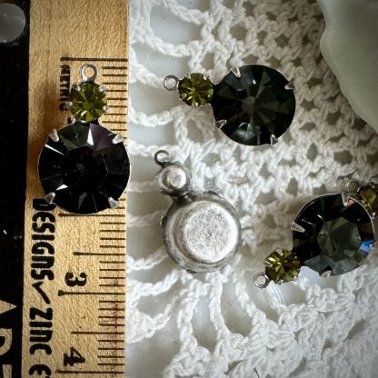 Super Sparkly and Chunky Swarovski Morion and Olivine Drops / Charms / Pendants - 18mm - 2 Pieces - Image 2