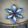Flashy Golden Topaz with Purple and Blue Flashes Large Rhinestone Flower Pendants / Drops / Charms - 40mm - 1 Piece