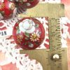Opaque Red Japanese Tensha Beads with a White Rose / Daisy Design and Gold Detailing - 22mm - 1 Bead - Image 2
