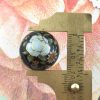 Opaque Black Japanese Tensha Beads with a White Rose / Daisy Design and Gold Detailing - 20mm - 1 Bead - Image 2