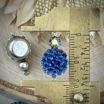 Swarovski Starlight and Sapphire Micro Faceted Textured Berry Rhinestone Connectors / Links in Silver Tone - 22mm - 2 Pieces - Image 2