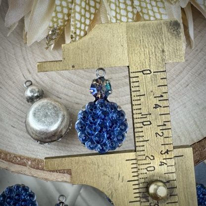 Swarovski Starlight and Sapphire Micro Faceted Textured Berry Rhinestone Drops / Charms / Pendants in Silver Tone - 20mm - 2 Pieces - Image 3