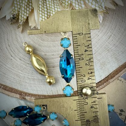 Swarovski Opaque Turquoise and Indicolite Rhinestone Marquis Drops / Charms - 30mm - 2 Pieces - Image 2