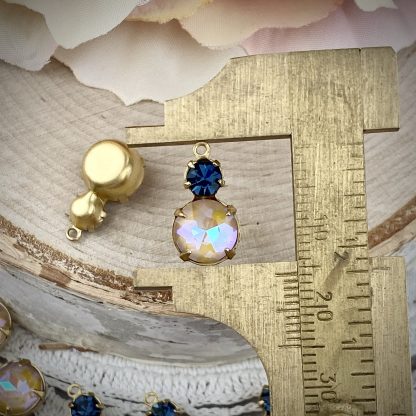 Flashy Mustard And Montana Blue Drops - 15mm - 2 Pieces - Image 2