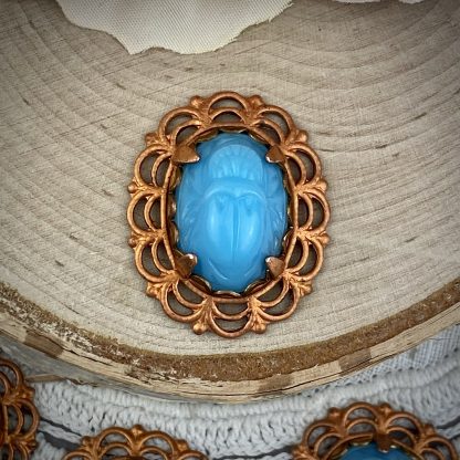 Super Cool Vintage Opaque Turquoise Scarab Filigree Components - 27mm - 1 Piece - Image 3