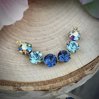 Vintage Swarovski super sparkly curved connectors! Light sapphire AB, Montana blue and aquamarine - 32mm - 1 Piece