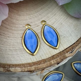 Light blue opal rose cut Marquis drops - 21mm - 2 pieces