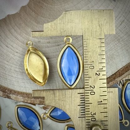 Light blue opal rose cut Marquis drops - 21mm - 2 pieces - Image 2