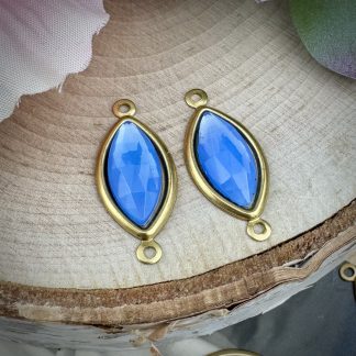 Light blue opal rose cut Marquis connectors - 24mm - 2 pieces