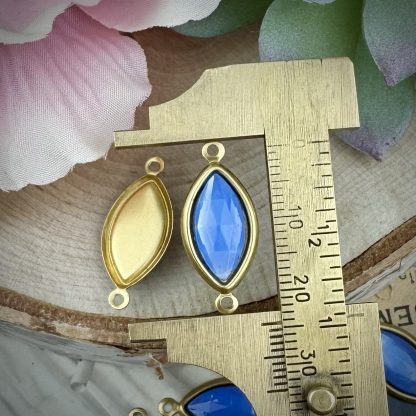 Light blue opal rose cut Marquis connectors - 24mm - 2 pieces - Image 2