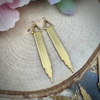 Super fun Art deco style long drop stampings - 51mm - 1 Pair