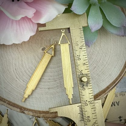Super fun Art deco style long drop stampings - 51mm - 1 Pair - Image 2